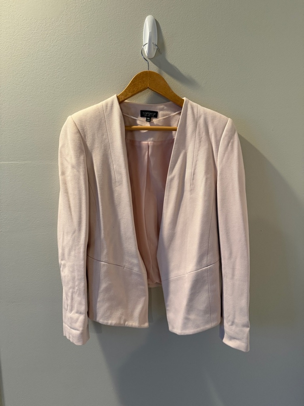 Topshop Pale Pink Open-Front Tailored Blazer